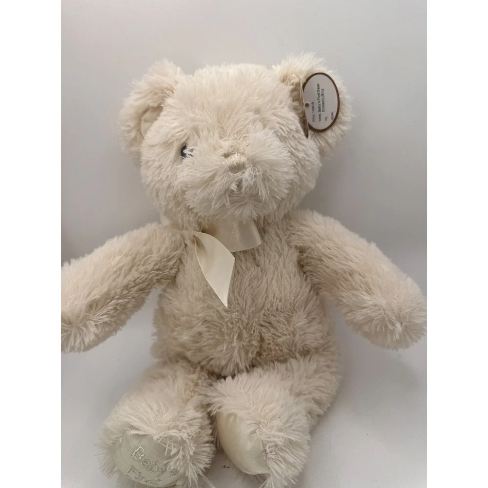 Baby's First Bear Plush Cream Ribbon Stuffed‎ Animal Toy
